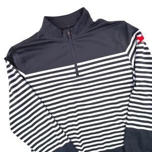 G/FORE Mens XL Quarter Zip Golf Pullover Navy Blue White Striped Performance